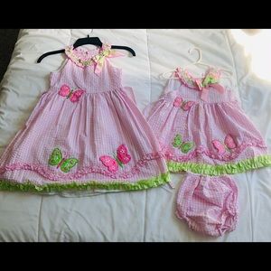 Girls matching dresses Size 6 & 12m